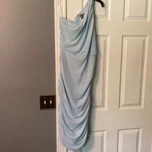 Love by Design one shoulder body con midi dress.